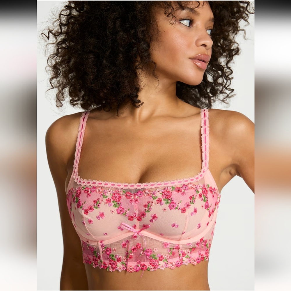 NWT Victoria's Secret Hearts And Roses Embroidery Bra Top